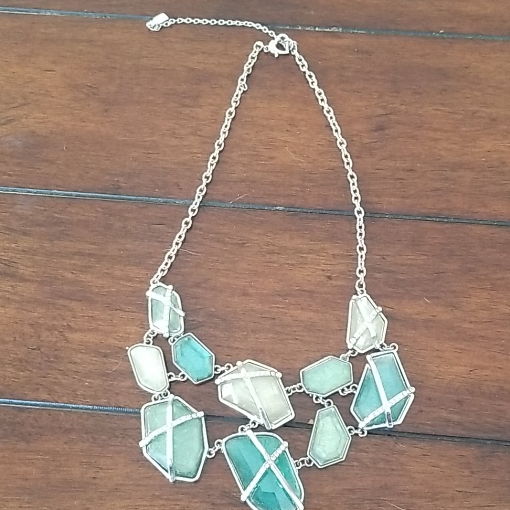 Silver with green stones necklace